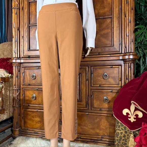 Chico's Sweet Cognac So Slimming Brigitte Button Hem Slim Ankle Pant - Picture 3 of 12